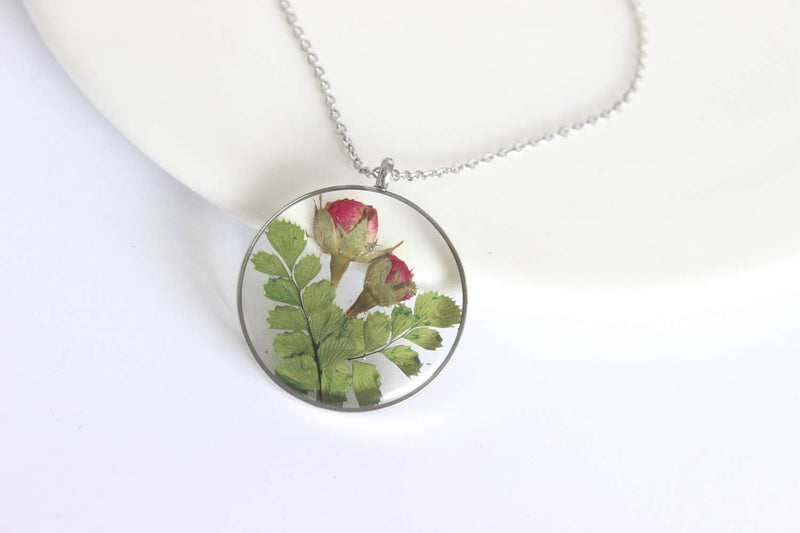 Pressed Flower Pendant Necklace, Real Dried Flower Resin Jewellery