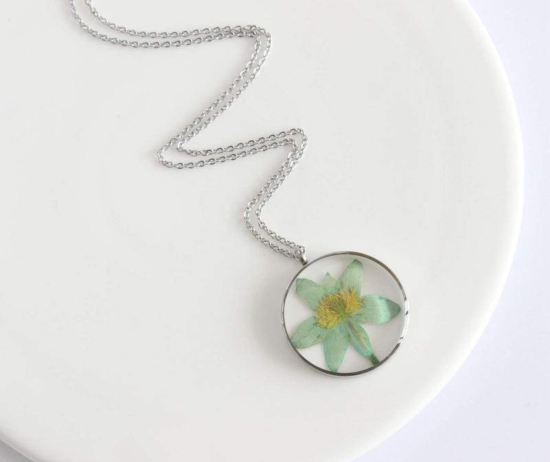 Pressed Flower Pendant Necklace, Real Dried Flower Resin Jewellery