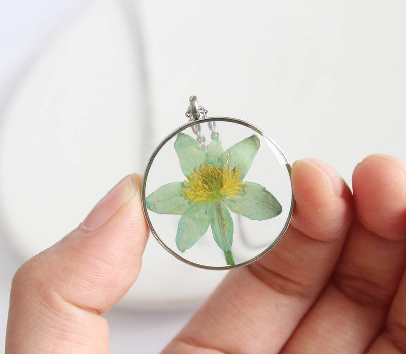 Pressed Flower Pendant Necklace, Real Dried Flower Resin Jewellery