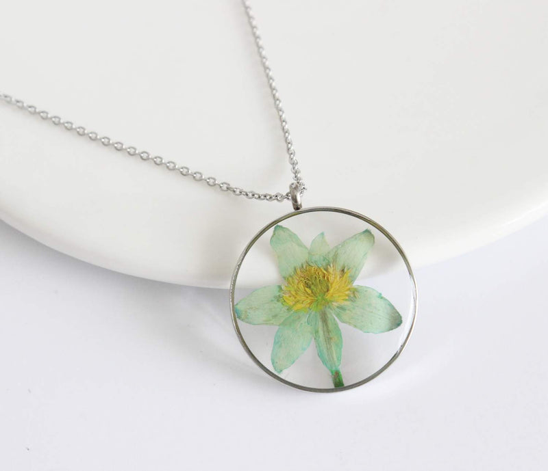 Pressed Flower Pendant Necklace, Real Dried Flower Resin Jewellery