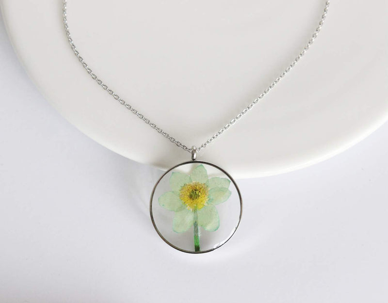 Pressed Flower Pendant Necklace, Real Dried Flower Resin Jewellery