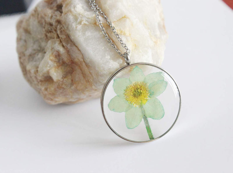 Pressed Flower Pendant Necklace, Real Dried Flower Resin Jewellery