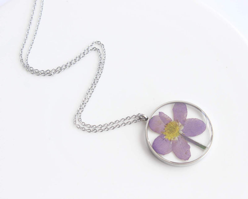 Pressed Flower Pendant Necklace, Real Dried Flower Resin Jewellery