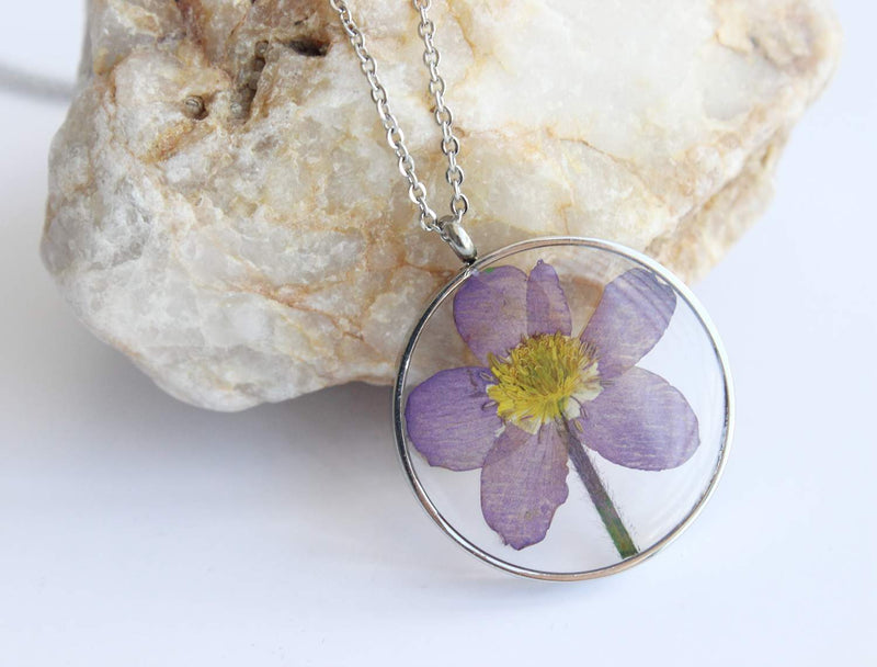 Pressed Flower Pendant Necklace, Real Dried Flower Resin Jewellery