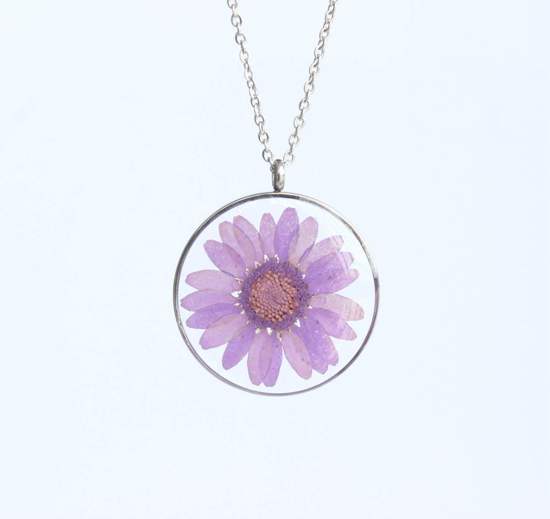 Pressed Flower Pendant Necklace, Real Dried Flower Resin Jewellery