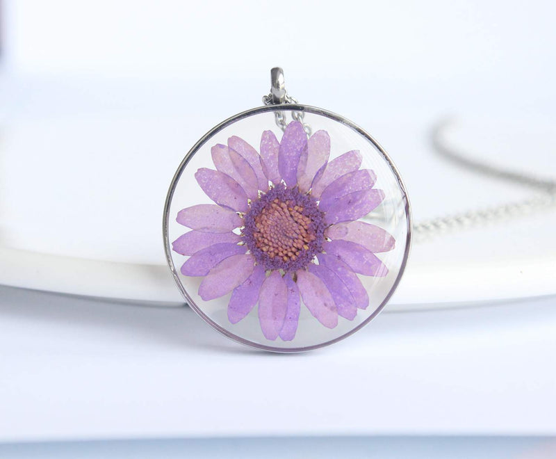 Pressed Flower Pendant Necklace, Real Dried Flower Resin Jewellery