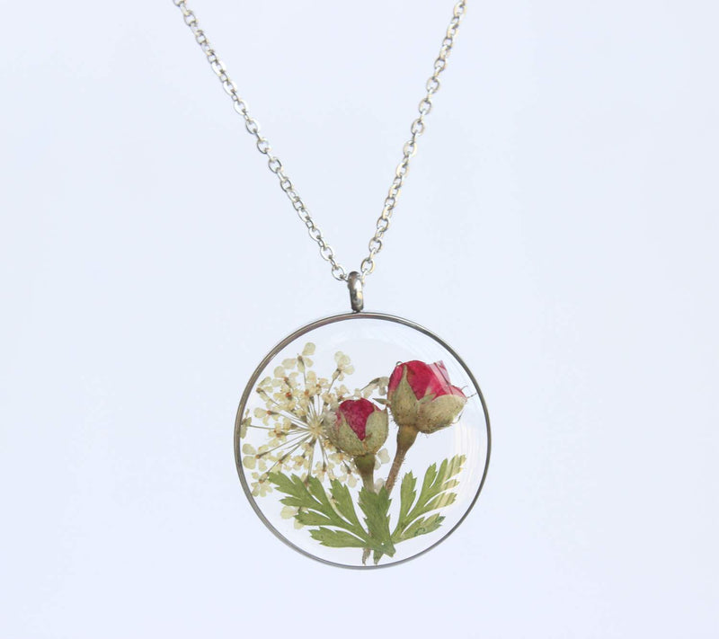 Pressed Flower Pendant Necklace, Real Dried Flower Resin Jewellery