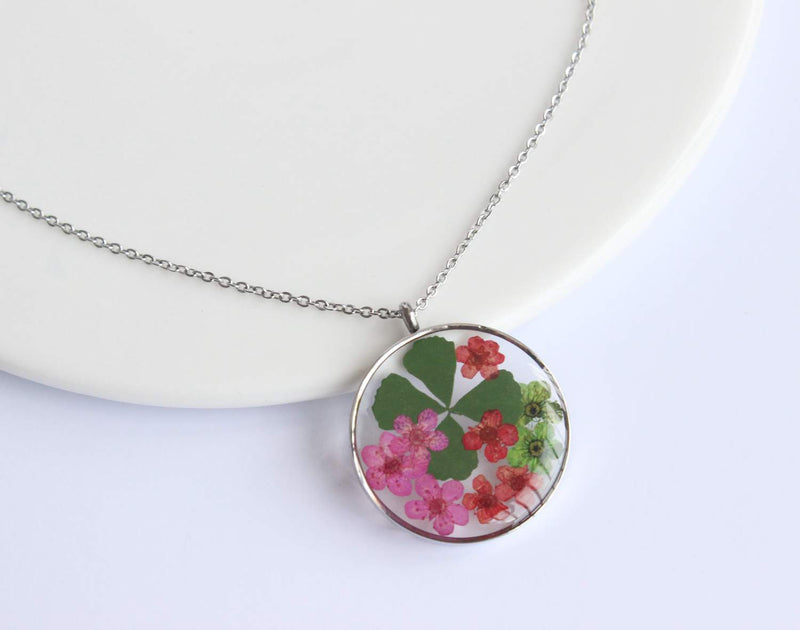 Pressed Flower Pendant Necklace, Real Dried Flower Resin Jewellery