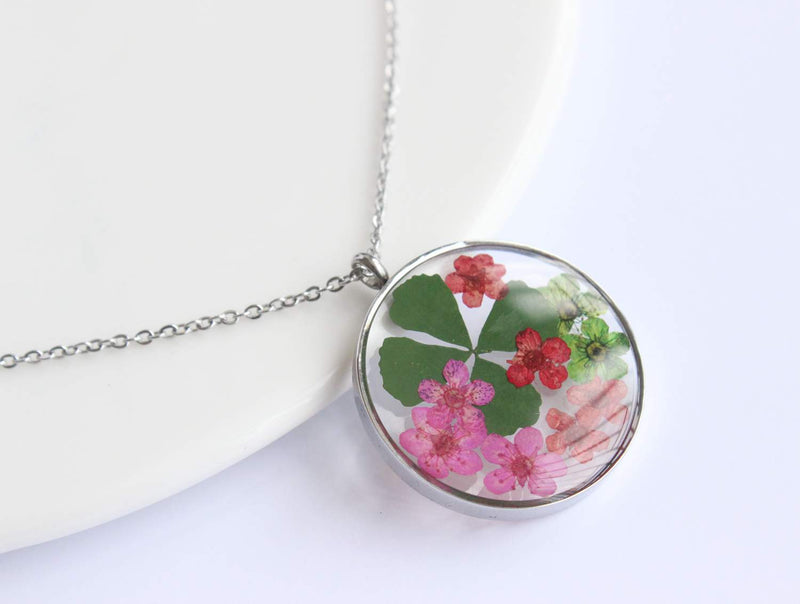 Pressed Flower Pendant Necklace, Real Dried Flower Resin Jewellery