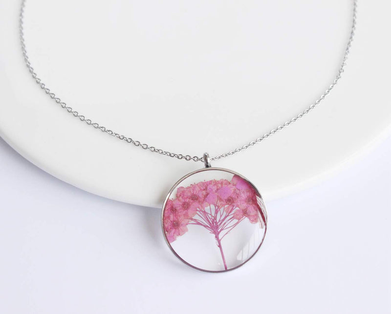 Pressed Flower Pendant Necklace, Real Dried Flower Resin Jewellery