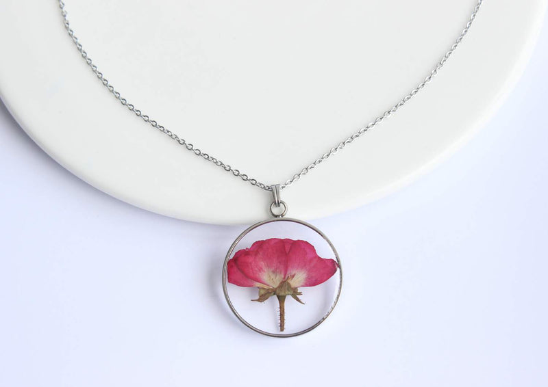 Pressed Flower Pendant Necklace, Real Dried Flower Resin Jewellery