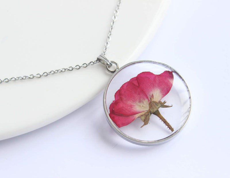 Pressed Flower Pendant Necklace, Real Dried Flower Resin Jewellery