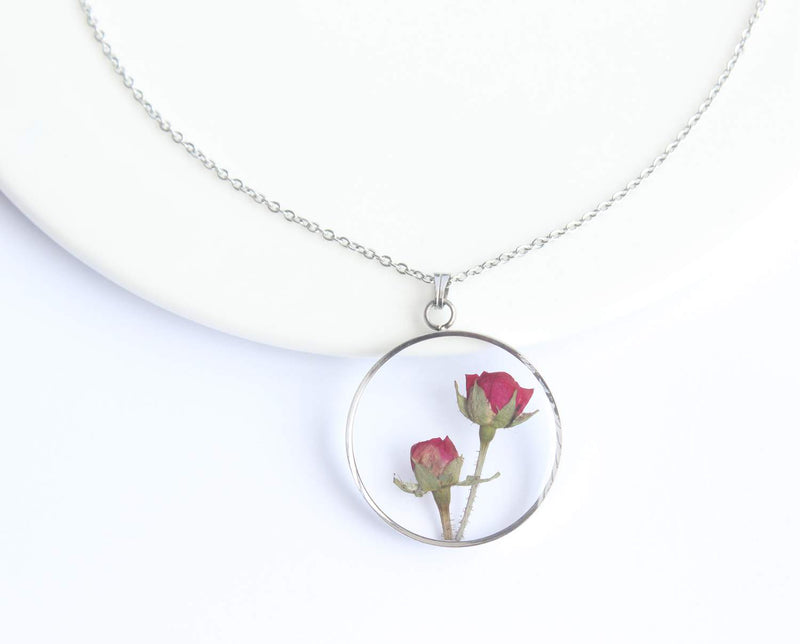 Pressed Flower Pendant Necklace, Real Dried Flower Resin Jewellery