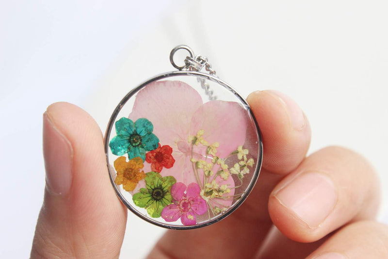 Pressed Flower Pendant Necklace, Real Dried Flower Resin Jewellery