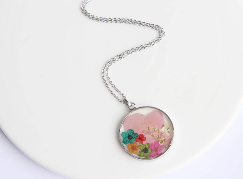 Pressed Flower Pendant Necklace, Real Dried Flower Resin Jewellery