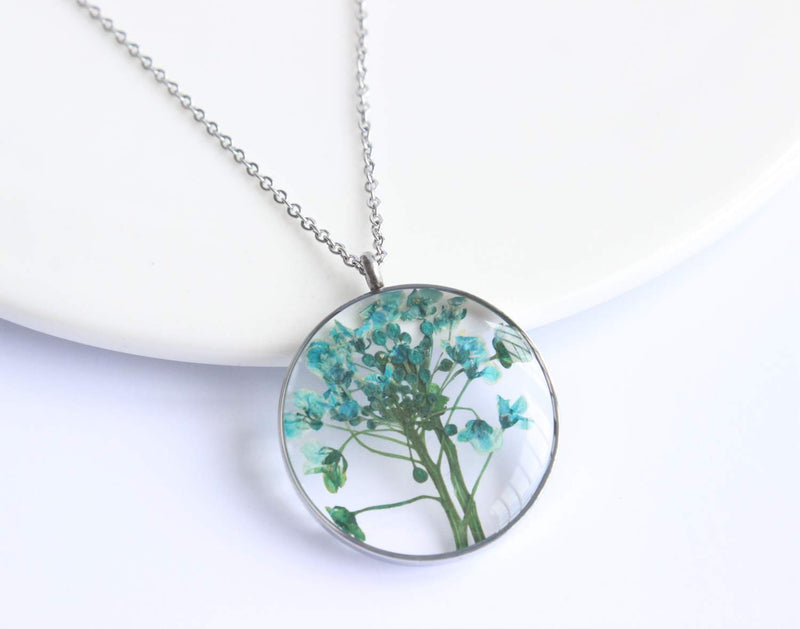 Pressed Flower Pendant Necklace, Real Dried Flower Resin Jewellery