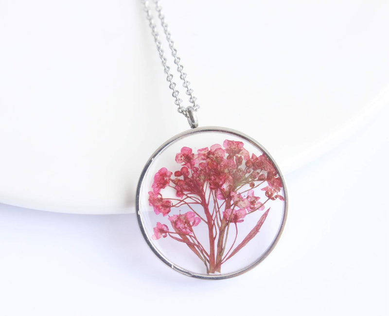 Pressed Flower Pendant Necklace, Real Dried Flower Resin Jewellery