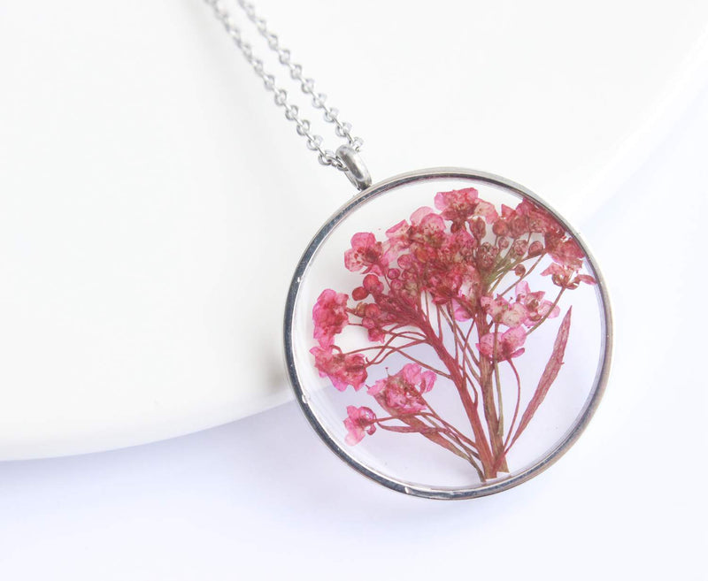 Pressed Flower Pendant Necklace, Real Dried Flower Resin Jewellery