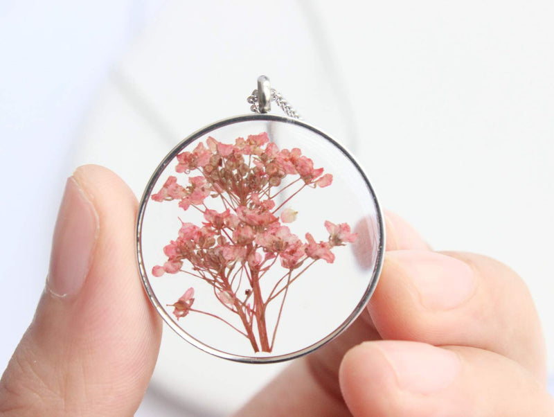 Pressed Flower Pendant Necklace, Real Dried Flower Resin Jewellery