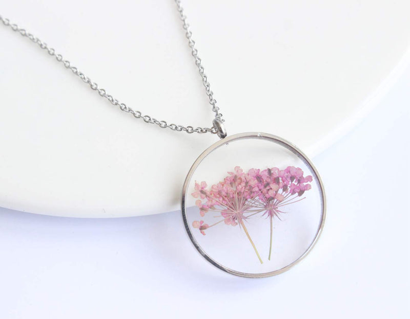 Pressed Flower Pendant Necklace, Real Dried Flower Resin Jewellery