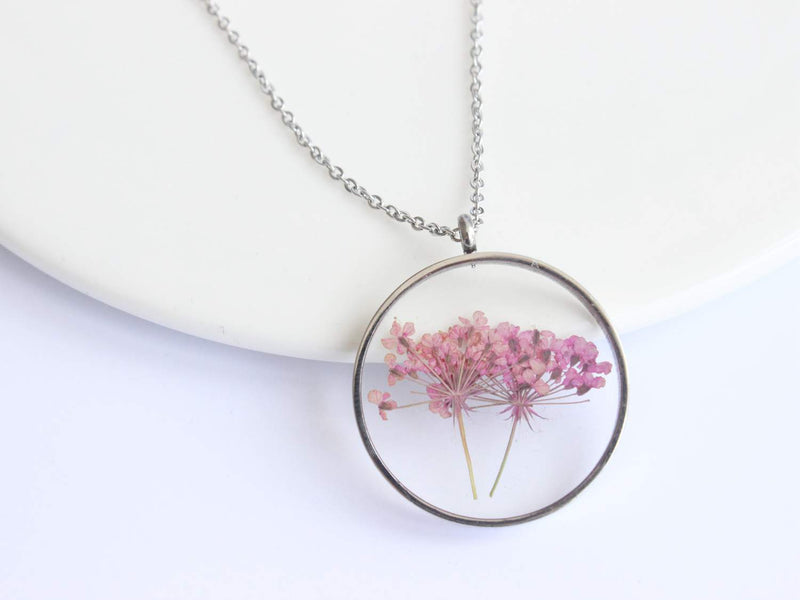 Pressed Flower Pendant Necklace, Real Dried Flower Resin Jewellery