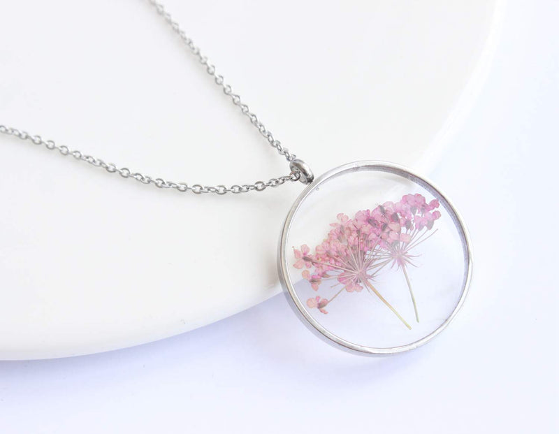 Pressed Flower Pendant Necklace, Real Dried Flower Resin Jewellery