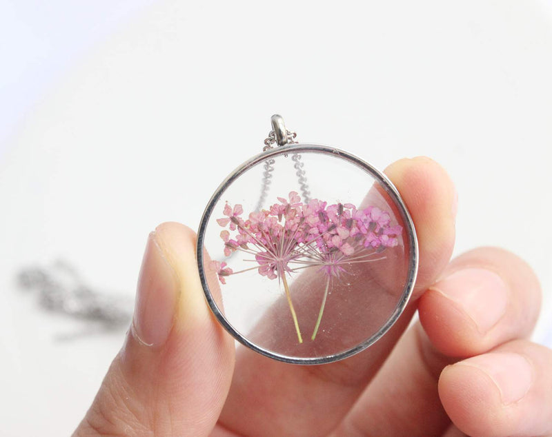 Pressed Flower Pendant Necklace, Real Dried Flower Resin Jewellery