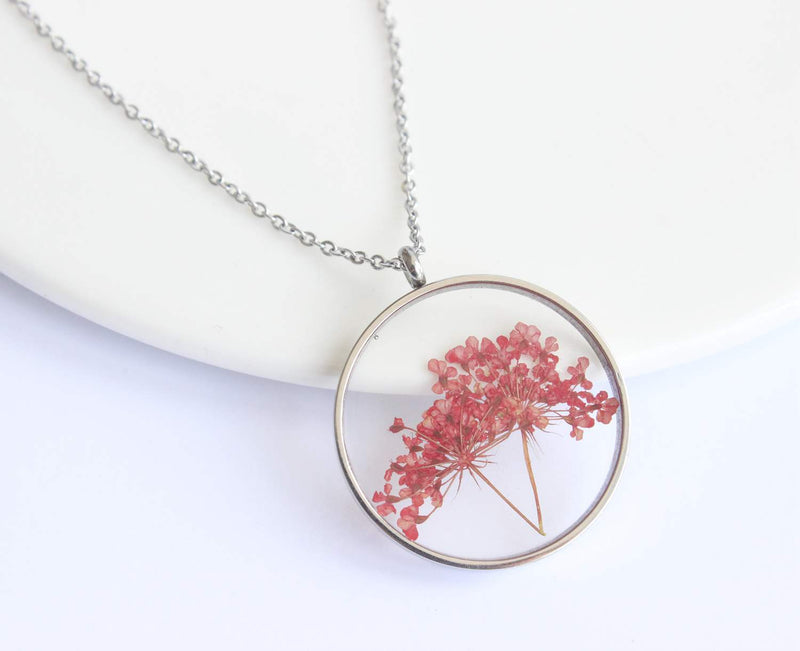 Pressed Flower Pendant Necklace, Real Dried Flower Resin Jewellery