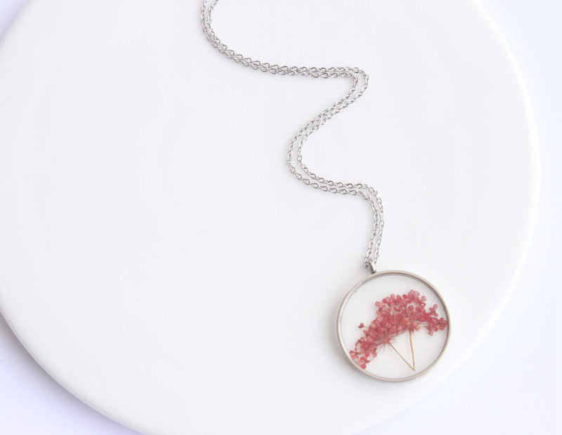 Pressed Flower Pendant Necklace, Real Dried Flower Resin Jewellery