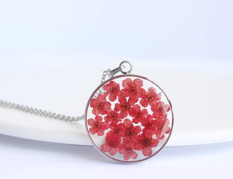 Pressed Flower Pendant Necklace, Real Dried Flower Resin Jewellery