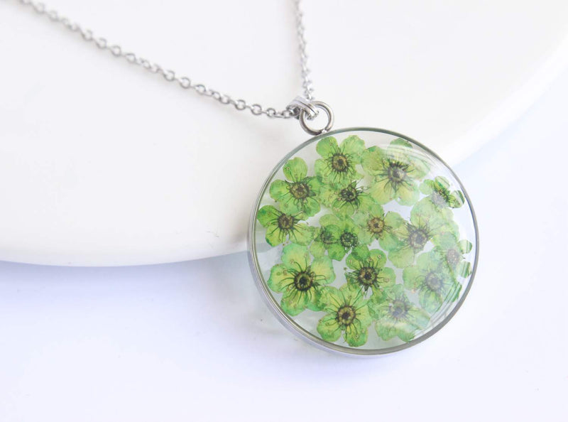 Pressed Flower Pendant Necklace, Real Dried Flower Resin Jewellery