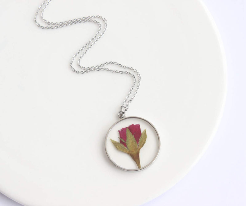 Pressed Flower Pendant Necklace, Real Dried Flower Resin Jewellery