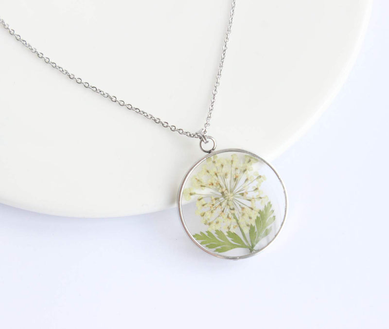 Pressed Flower Pendant Necklace, Real Dried Flower Resin Jewellery