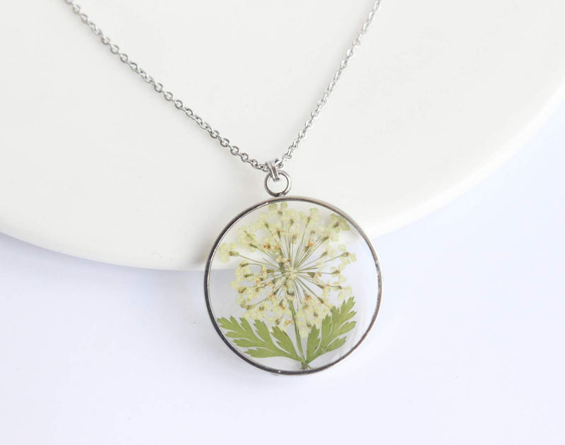 Pressed Flower Pendant Necklace, Real Dried Flower Resin Jewellery