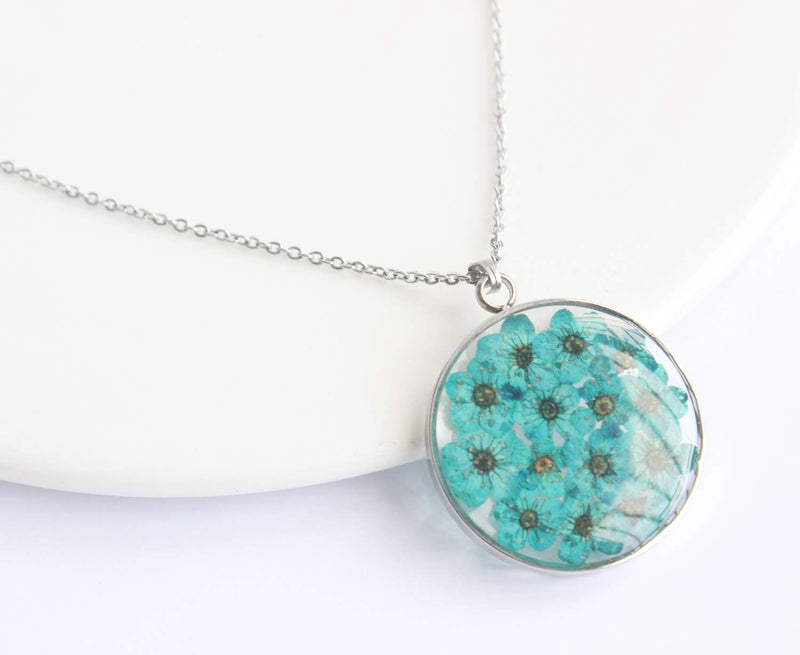 Pressed Flower Pendant Necklace, Real Dried Flower Resin Jewellery