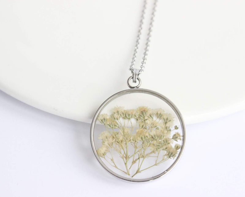 Pressed Flower Pendant Necklace, Real Dried Flower Resin Jewellery