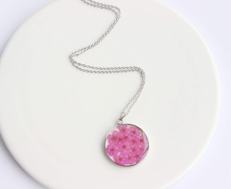 Pressed Flower Pendant Necklace, Real Dried Flower Resin Jewellery