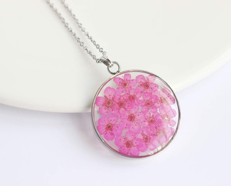 Pressed Flower Pendant Necklace, Real Dried Flower Resin Jewellery