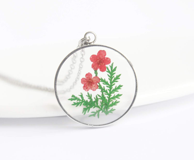 Pressed Flower Pendant Necklace, Real Dried Flower Resin Jewellery