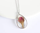 Teardrop Pressed Flower Pendant Necklace, Real Dried Flower Resin Jewellery