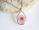 Teardrop Pressed Flower Pendant Necklace, Real Dried Flower Resin Jewellery