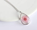 Teardrop Pressed Flower Pendant Necklace, Real Dried Flower Resin Jewellery