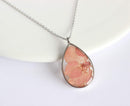 Teardrop Pressed Flower Pendant Necklace, Real Dried Flower Resin Jewellery