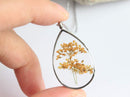 Teardrop Pressed Flower Pendant Necklace, Real Dried Flower Resin Jewellery