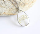 Teardrop Pressed Flower Pendant Necklace, Real Dried Flower Resin Jewellery