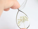 Teardrop Pressed Flower Pendant Necklace, Real Dried Flower Resin Jewellery