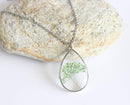 Teardrop Pressed Flower Pendant Necklace, Real Dried Flower Resin Jewellery