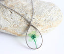 Teardrop Pressed Flower Pendant Necklace, Real Dried Flower Resin Jewellery