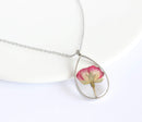 Teardrop Pressed Flower Pendant Necklace, Real Dried Flower Resin Jewellery