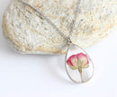 Teardrop Pressed Flower Pendant Necklace, Real Dried Flower Resin Jewellery